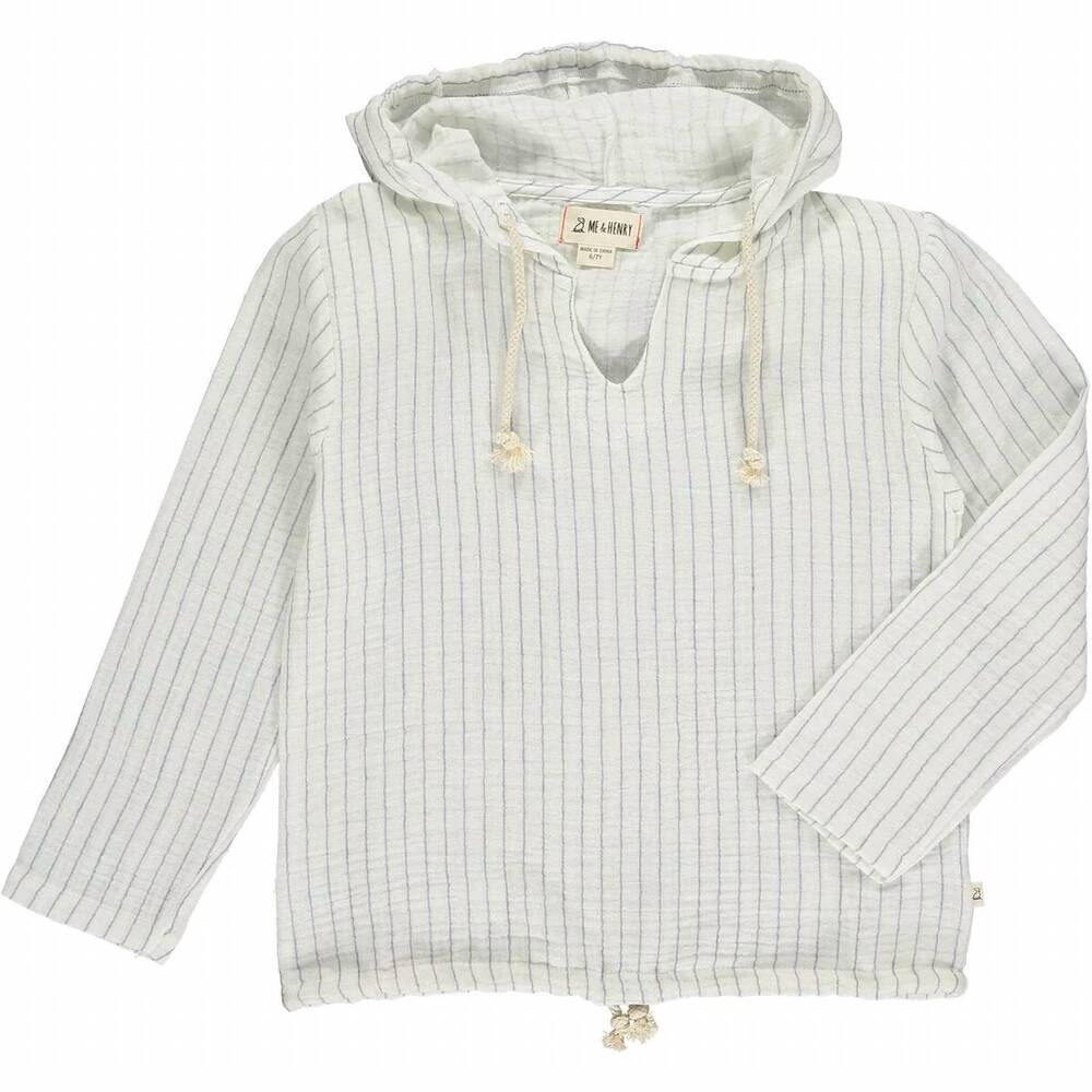 NEW ME & HENRY boys st. ives gauze hooded top in white stripe